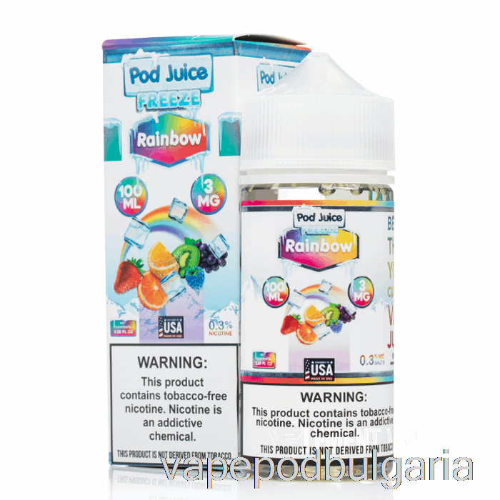 Vape 10000 Дръпки Freeze Rainbow - Pod Juice - 100ml 12mg